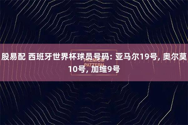 股易配 西班牙世界杯球员号码: 亚马尔19号, 奥尔莫10号, 加维9号